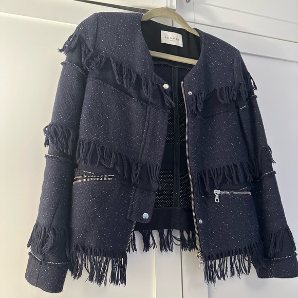 Sandro Frindge Jacket size 2/36 color navy - Picture 1 of 11